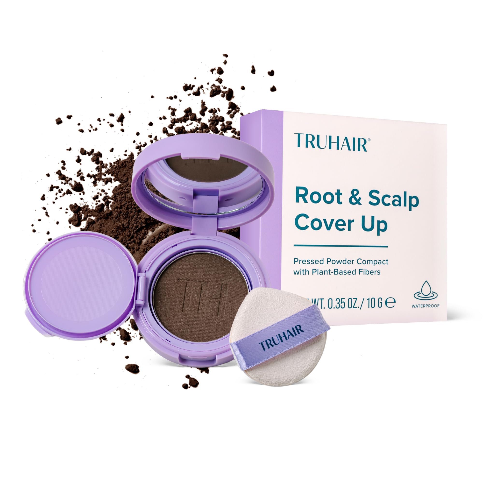 Truhair Root Scalp Cover-Up compact open showing weightless root touch up