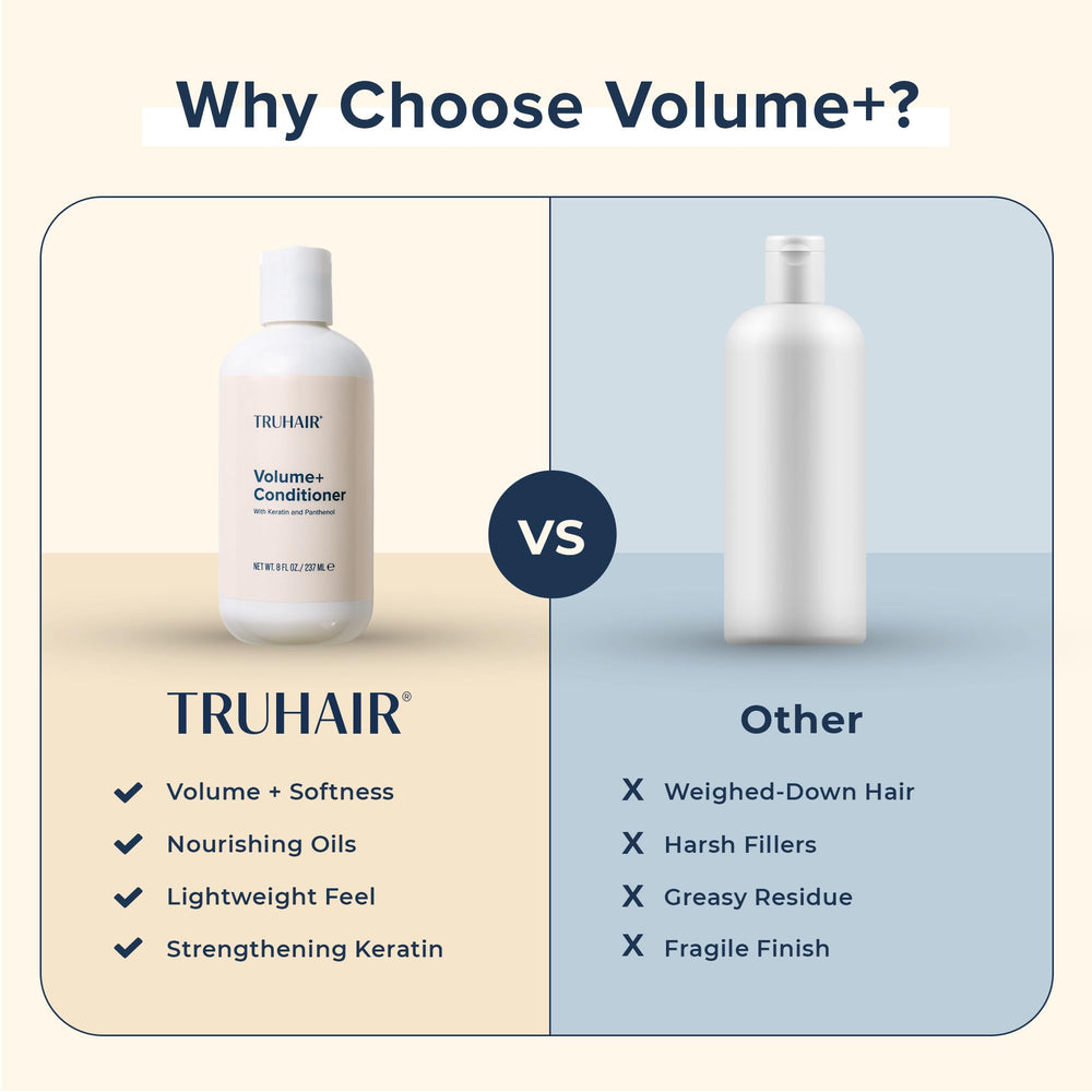 Truhair Volume+ olive oil providing nourished shine and resilience.