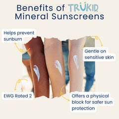 TruKid face and body sunscreen application on child for versatile protection