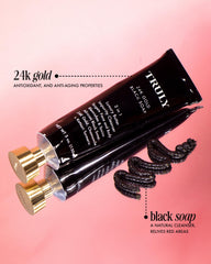 Truly 24K Gold Black Soap closeup foam for brightening cleanse