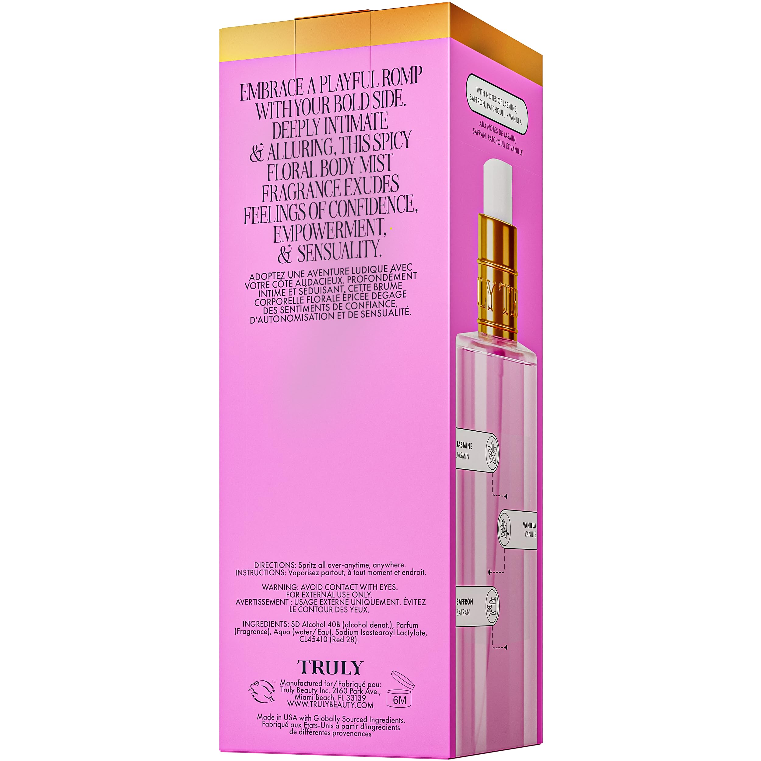Truly Birthday Sex Perfume Mist soft glow on skin in product photos.