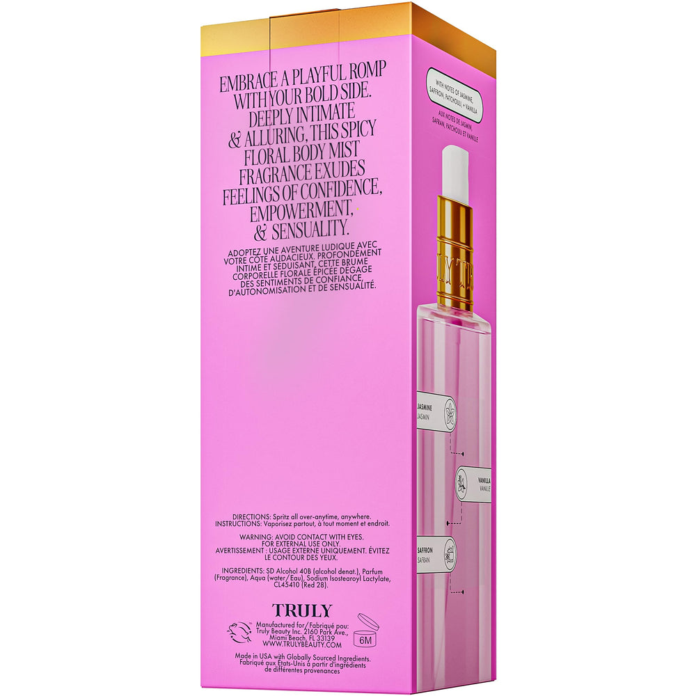 Truly Birthday Sex Perfume Mist soft glow on skin in product photos.