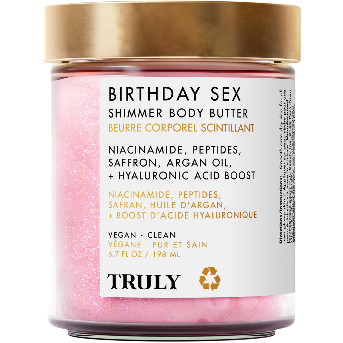 Truly Birthday Sex Shimmer Body Butter in jar for radiant, hydrated skin