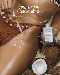 Truly Coco Cloud After Shave Serum coconut oil close-up emphasizing hydration and cooling.
