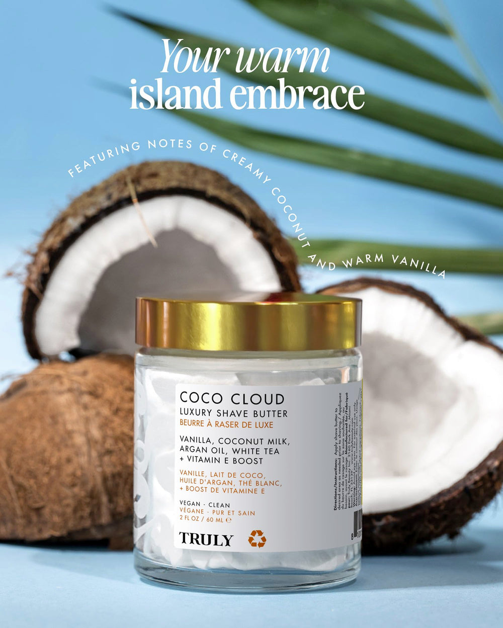 Truly Coco Cloud Luxury Shave Butter jar closeup reveals creamy texture