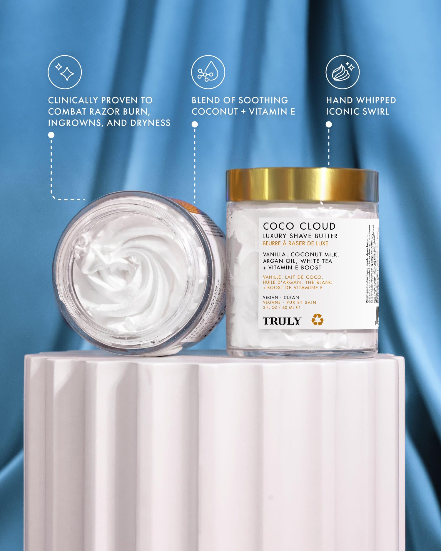 Truly Coco Cloud Luxury Shave Butter whipped texture ready for a smooth glide