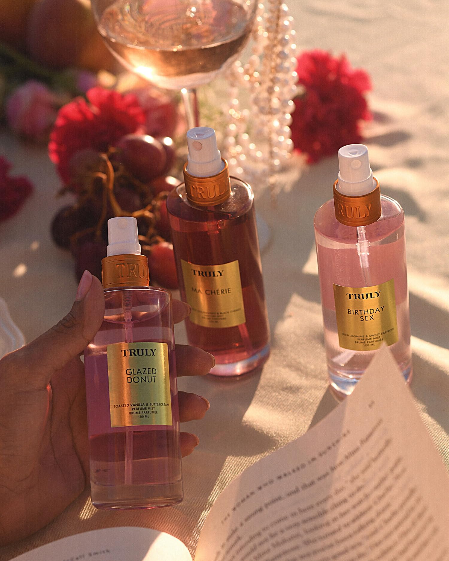 Truly Glazed Donut Perfume Mist cap close-up shows creamy texture.