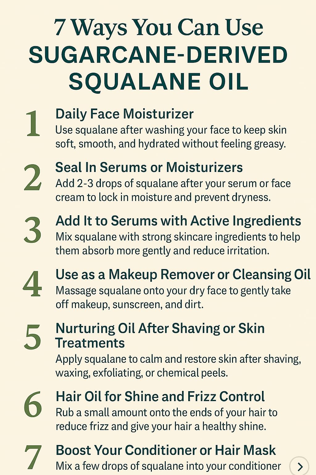 TruReliv Squalane face application demonstrating a minimal, fast-absorbing skincare step.