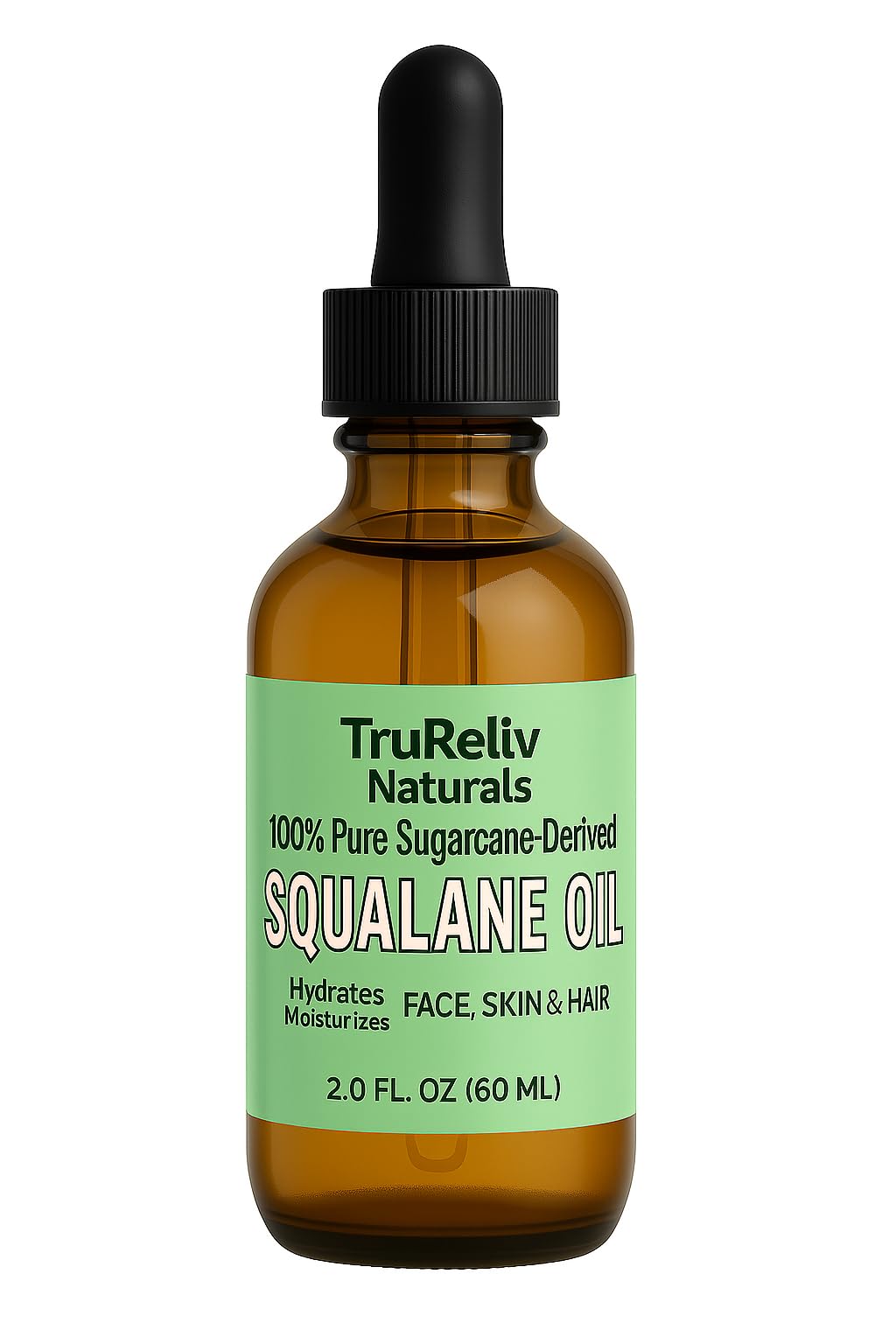 TruReliv Squalane oil bottle showing lightweight hydration and quick absorption.