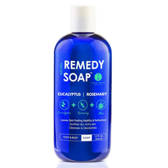 Truremedy Naturals Eucalyptus Rosemary Body Wash bottle for daily relaxation.