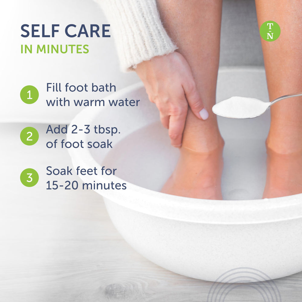 Spa like foot care scene after use with Truremedy Naturals