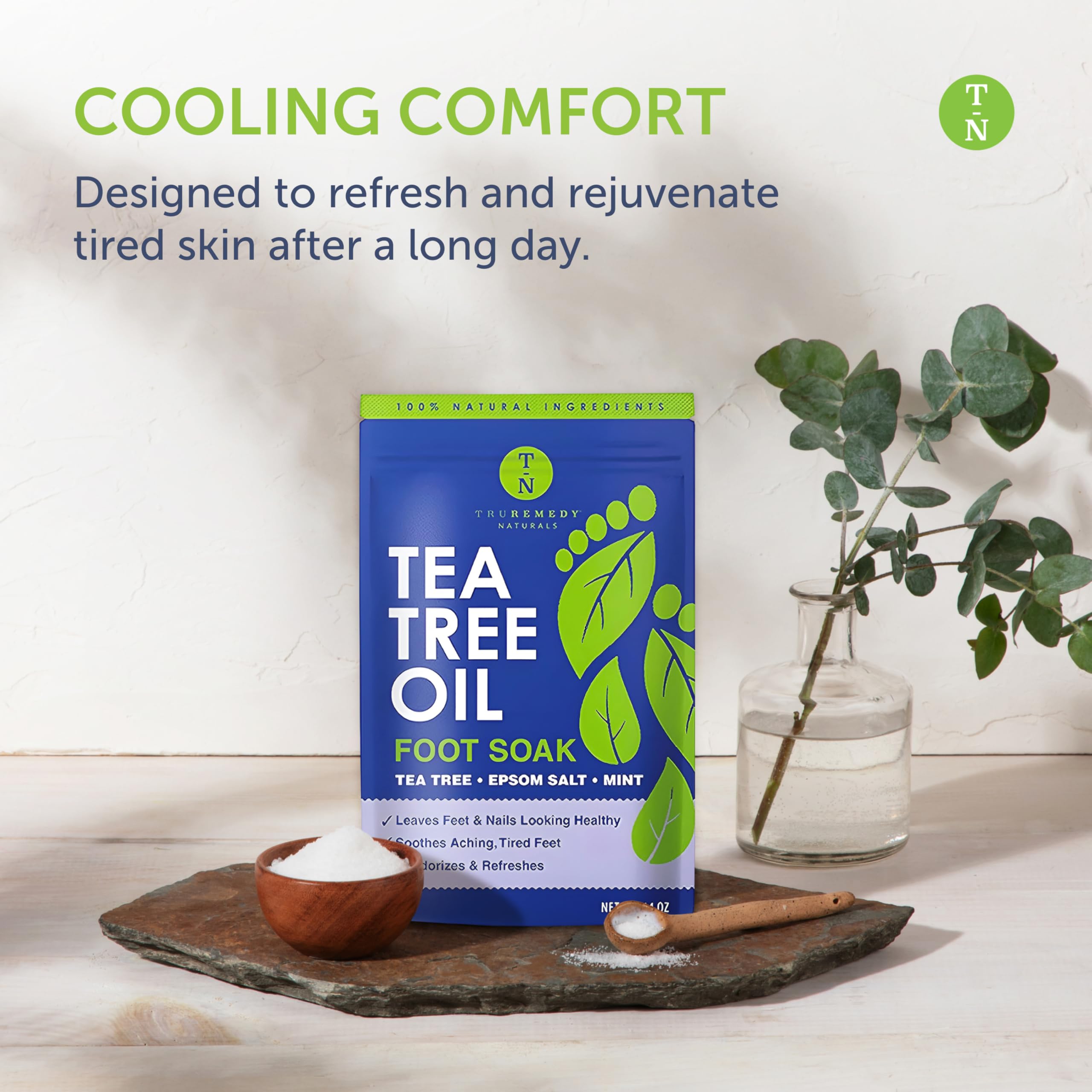 Packaging label of Truremedy Naturals tea tree foot soak