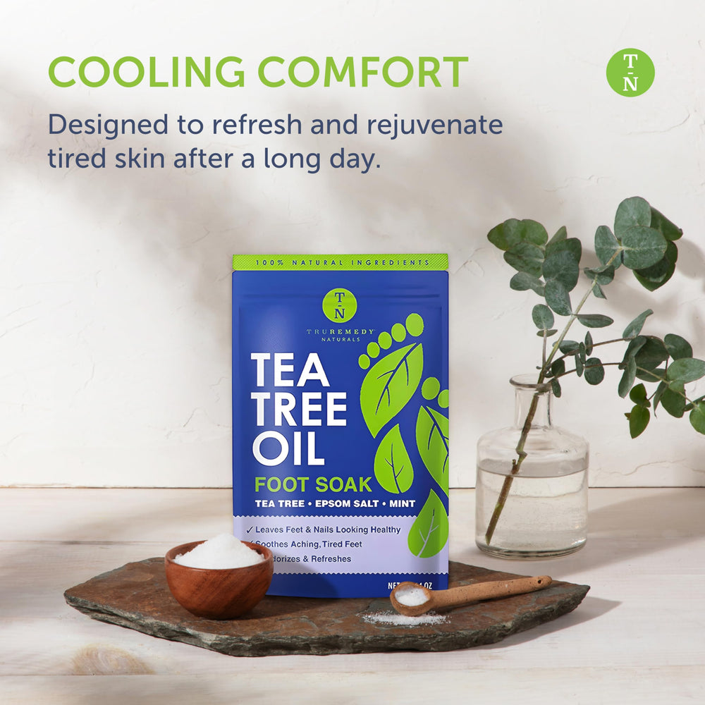 Packaging label of Truremedy Naturals tea tree foot soak