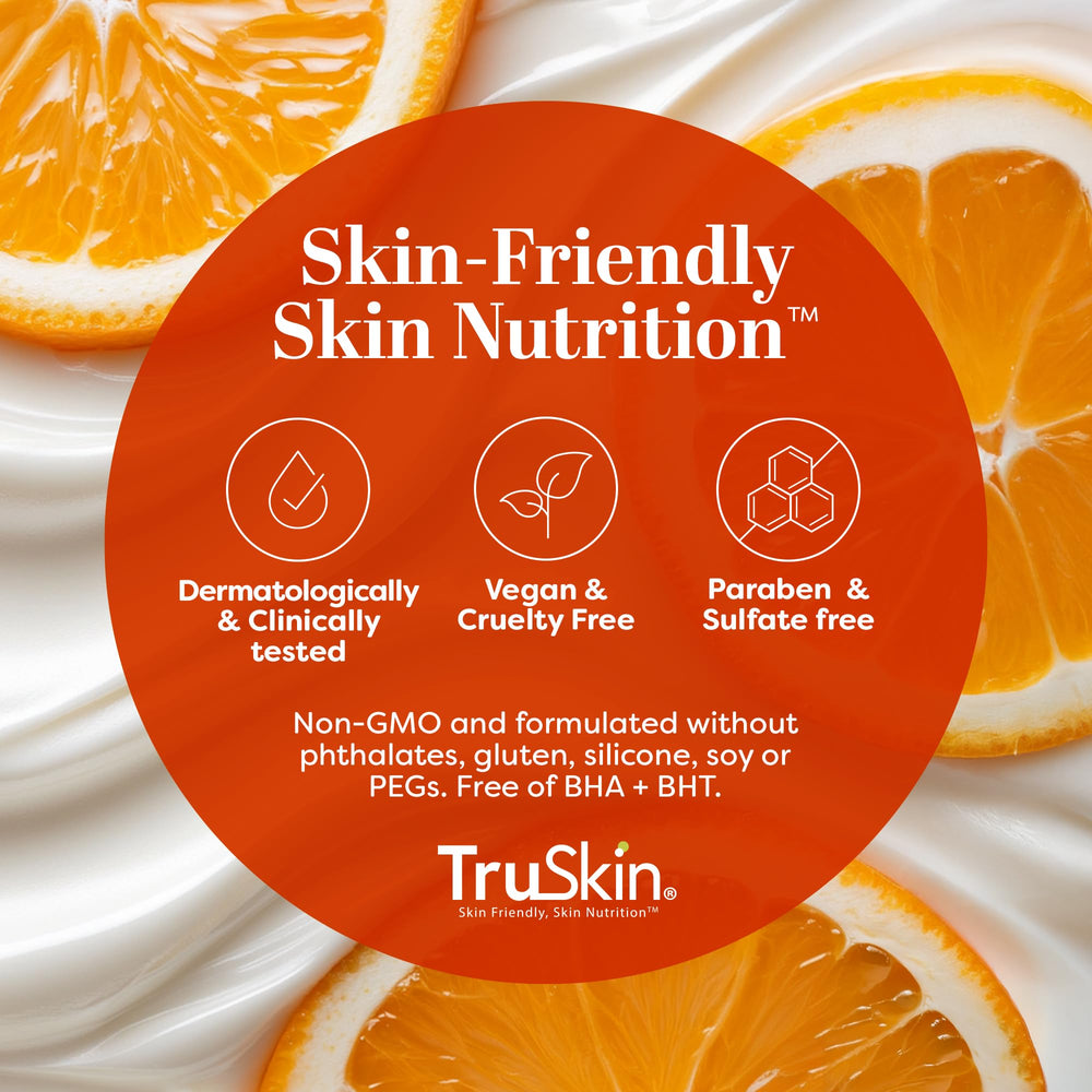 TruSkin Vitamin C Cream on skin with bright, healthy glow.