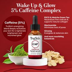 TruSkin Caffeine Serum application closeup shows quick absorption.