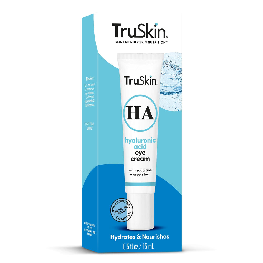 TruSkin eye cream ingredients include hyaluronic acid and green tea for antioxidant care.