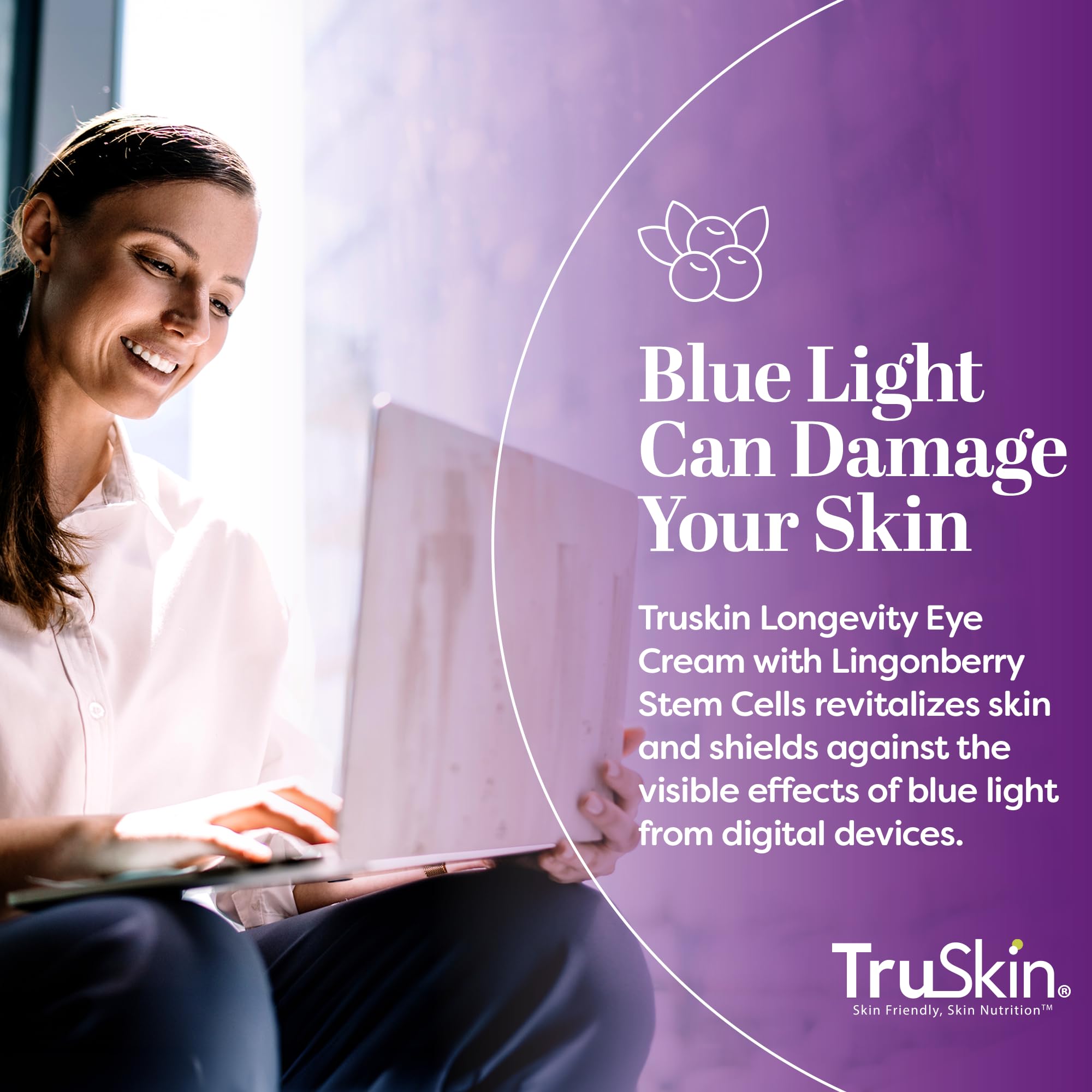 TruSkin Longevity Eye Cream Green Coffee Bean extract label signals smoother-looking fine lines.