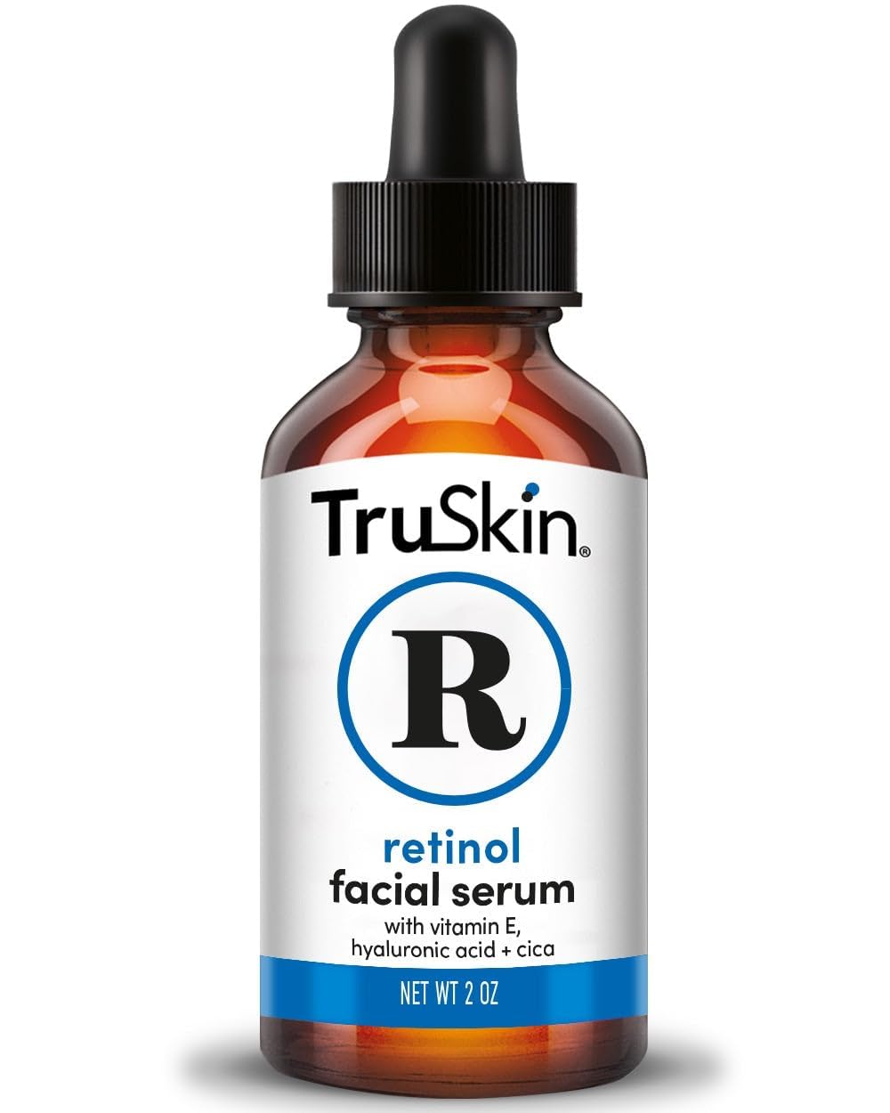 TruSkin Retinol Serum bottle closeup for smoother skin at night.