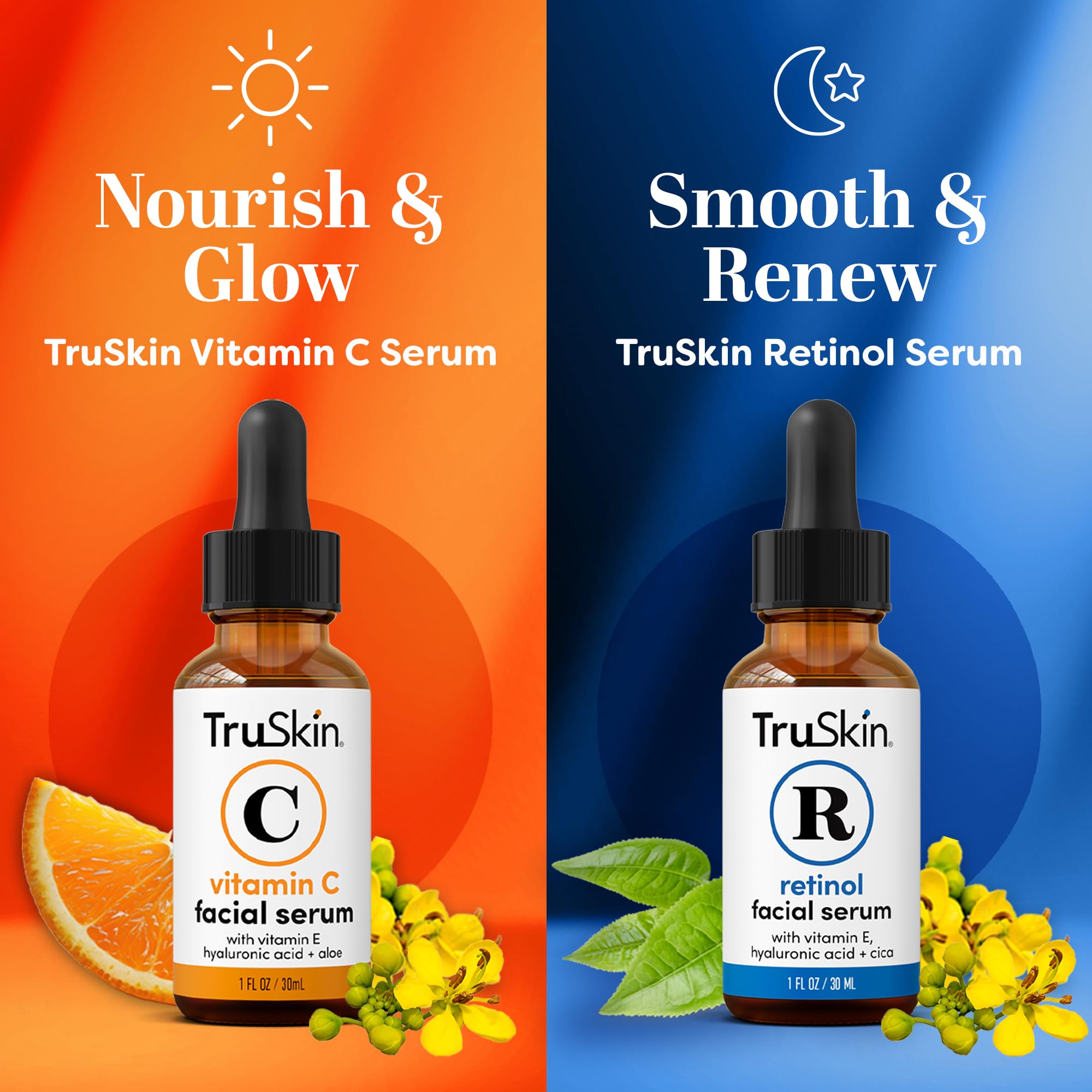 TruSkin Retinol serum bottle for smoother skin texture overnight.