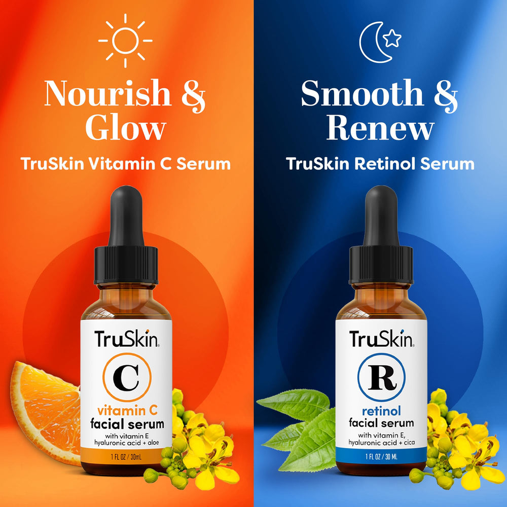 TruSkin Retinol serum bottle for smoother skin texture overnight.