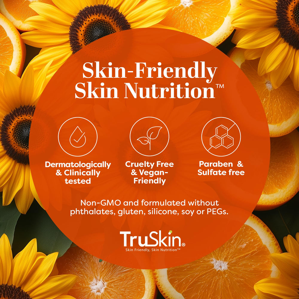 TruSkin Sunscreen Serum made in USA, cruelty-free label visible