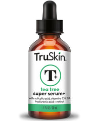 TruSkin Tea Tree Oil Serum bottle closeup for balanced skin