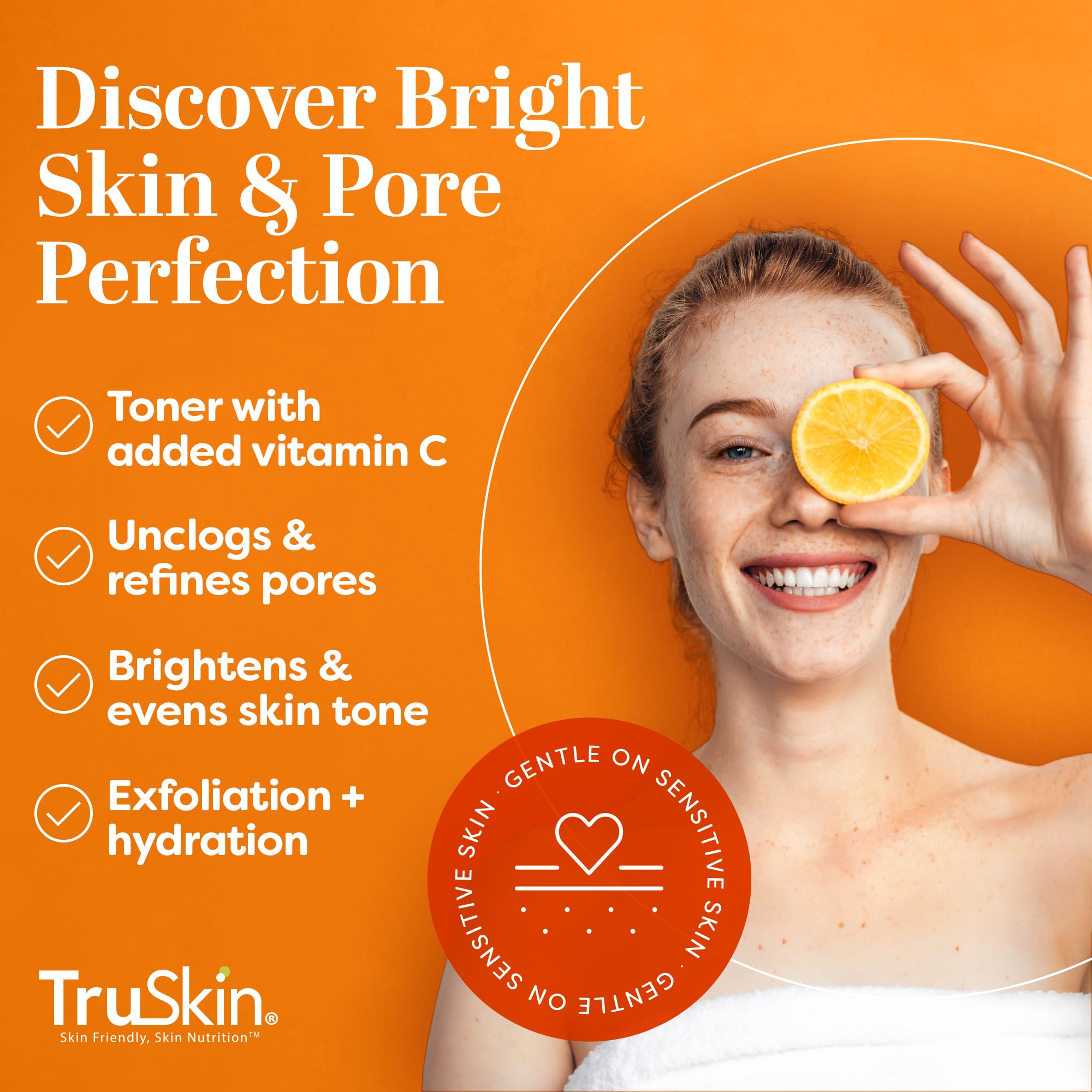 TruSkin toner application closeup shows easy daily use.