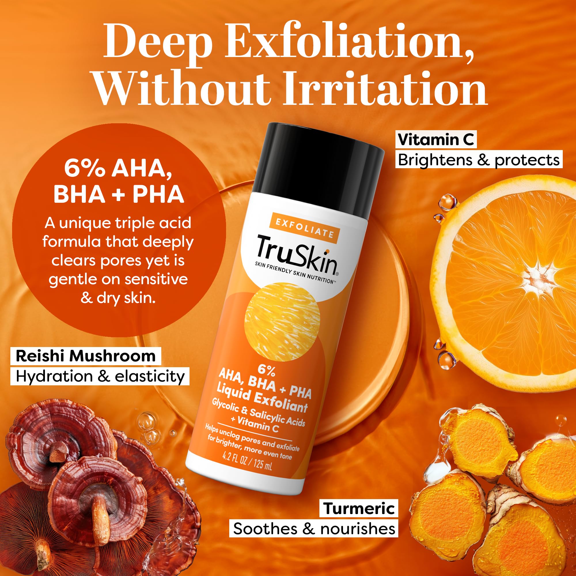 TruSkin vitamin C brightening ingredients emphasize a radiant, even tone.