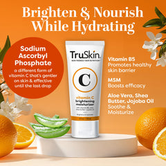 TruSkin Vitamin C Face Cream texture on skin shows radiant smoothness.