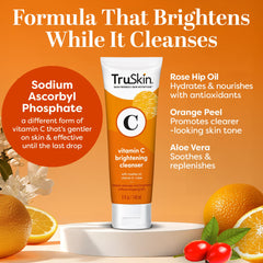 TruSkin Vitamin C Face Wash pump-dispense action with foaming lather ready to apply.