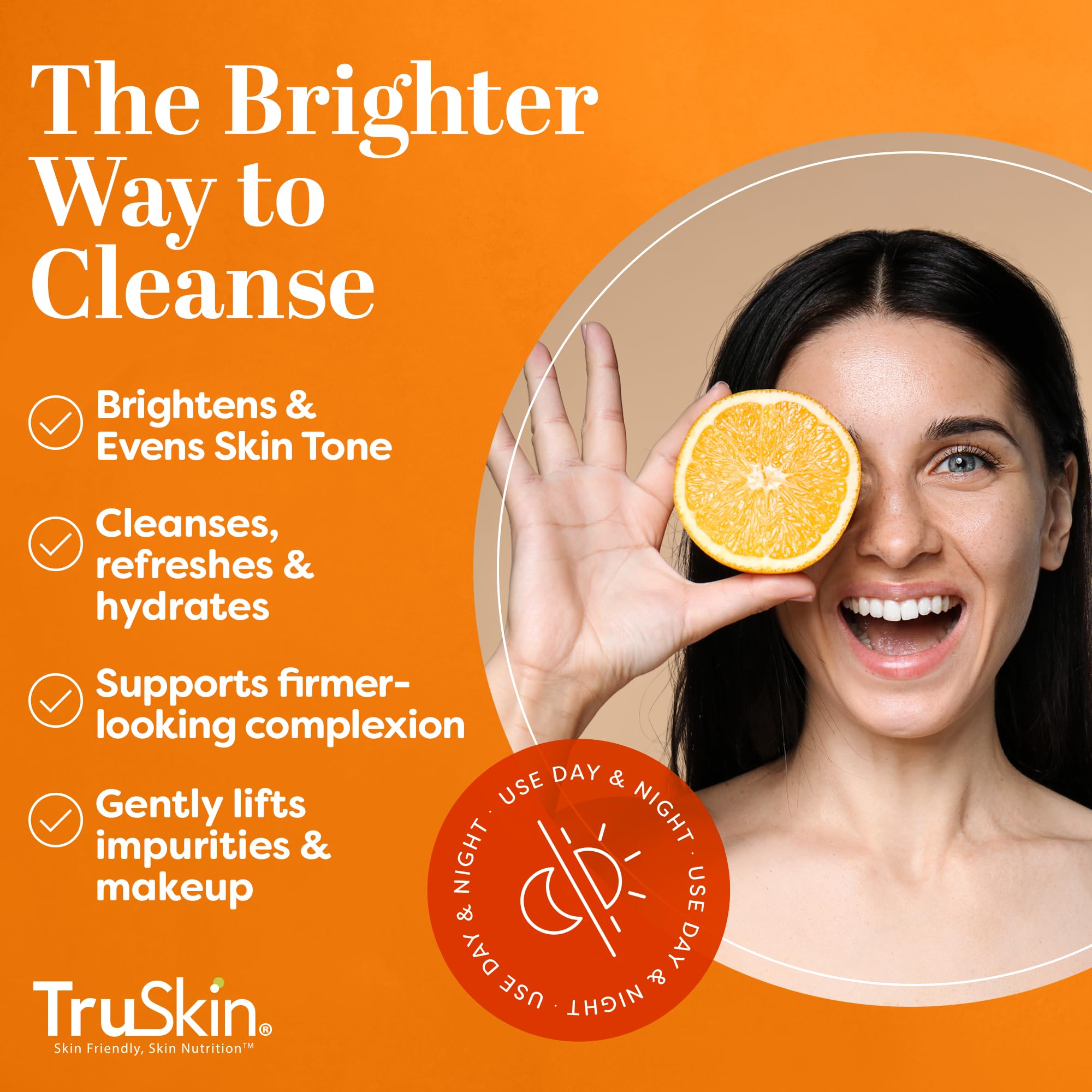 TruSkin Vitamin C Face Wash with Rosehip Oil—ingredient close-up highlight nourishing oils.