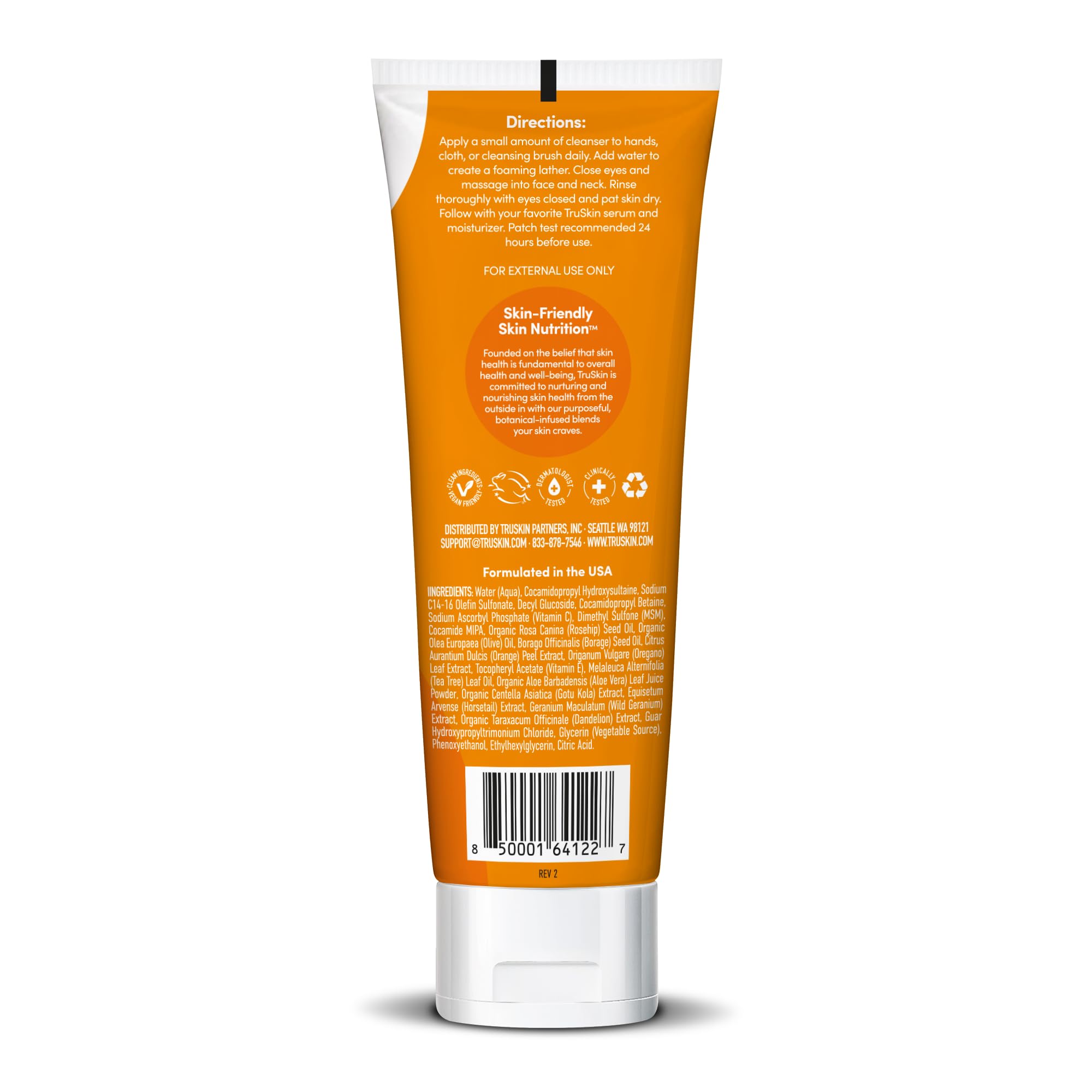 TruSkin Vitamin C Face Wash travel-size bottle emphasizing convenient daily use.
