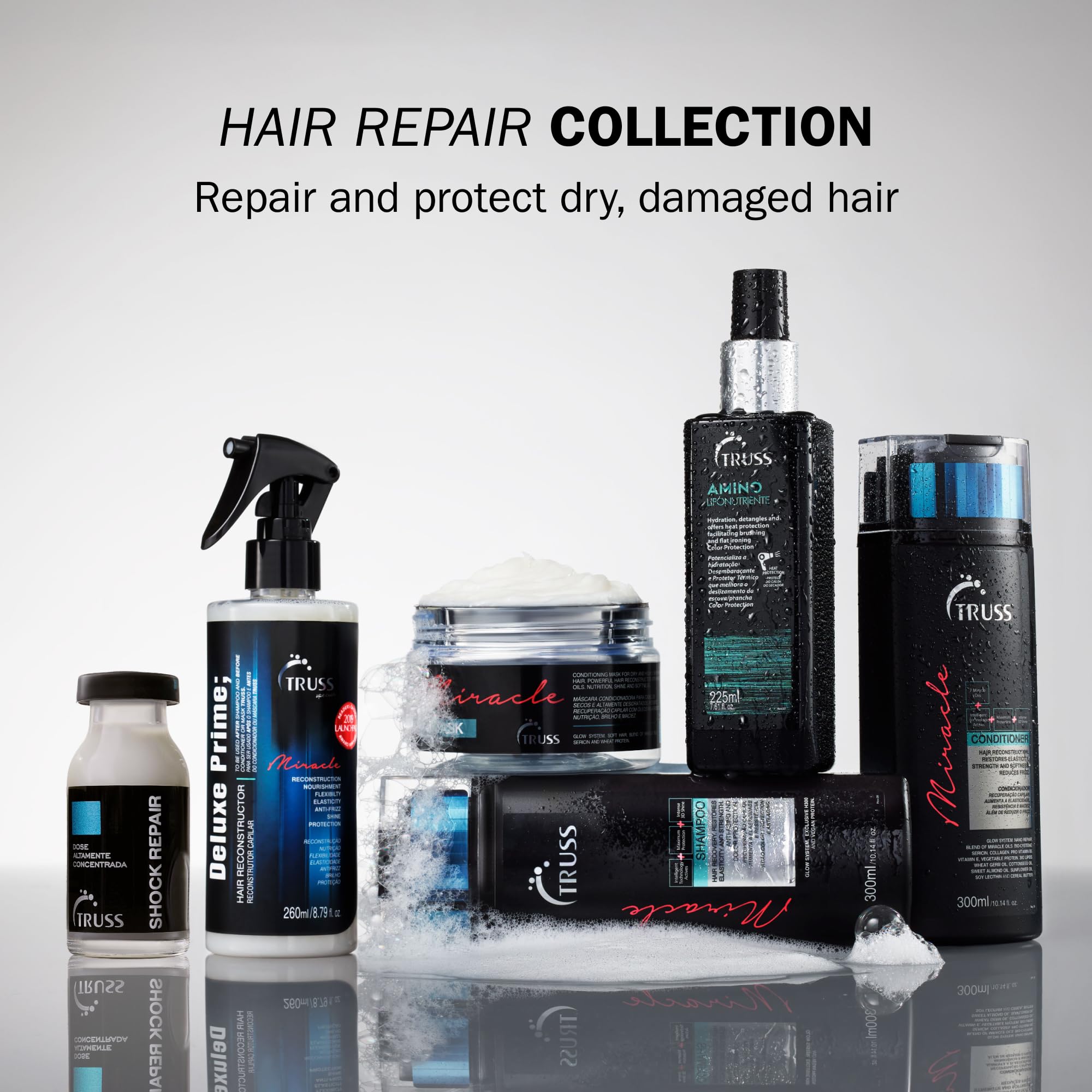 After-treatment hair appears softer and shinier with TRUSS reconstructing serum