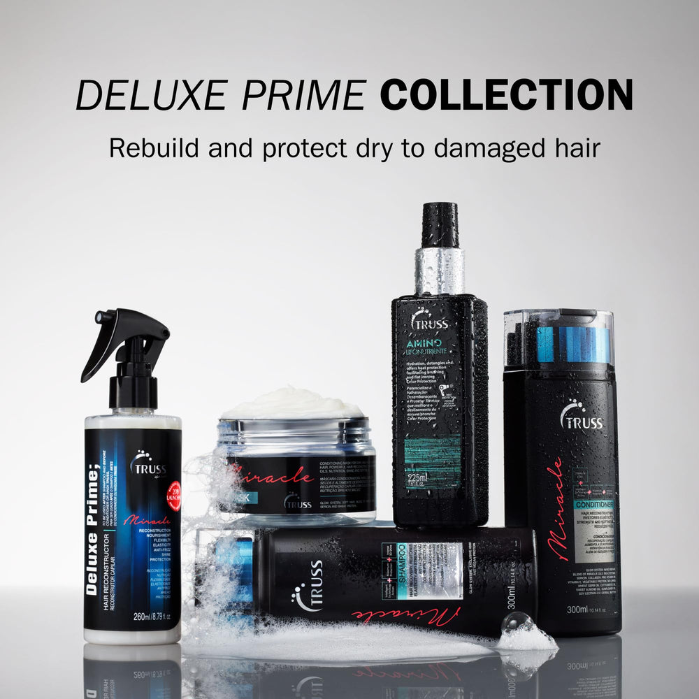 TRUSS Amino Heat Protection Spray on hair adds shine and color protection.