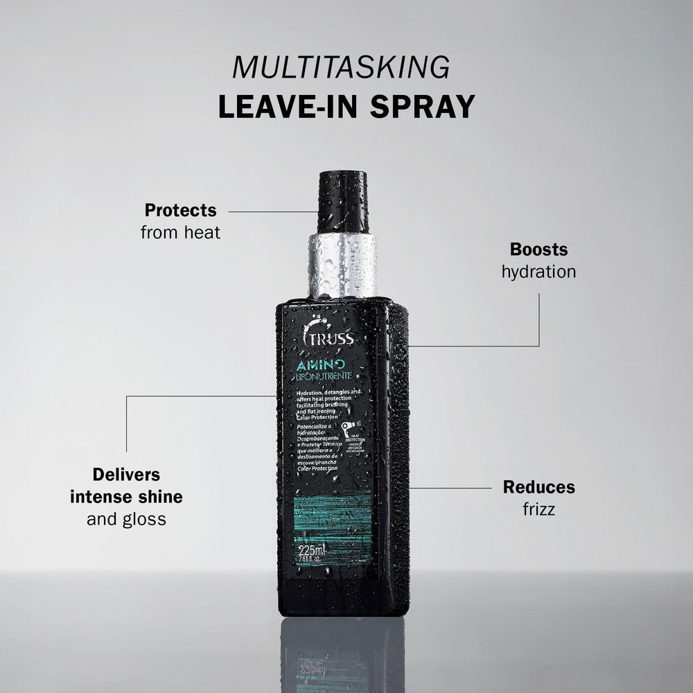 TRUSS Amino Heat Protection Spray mist distributes evenly for smooth, manageable hair.