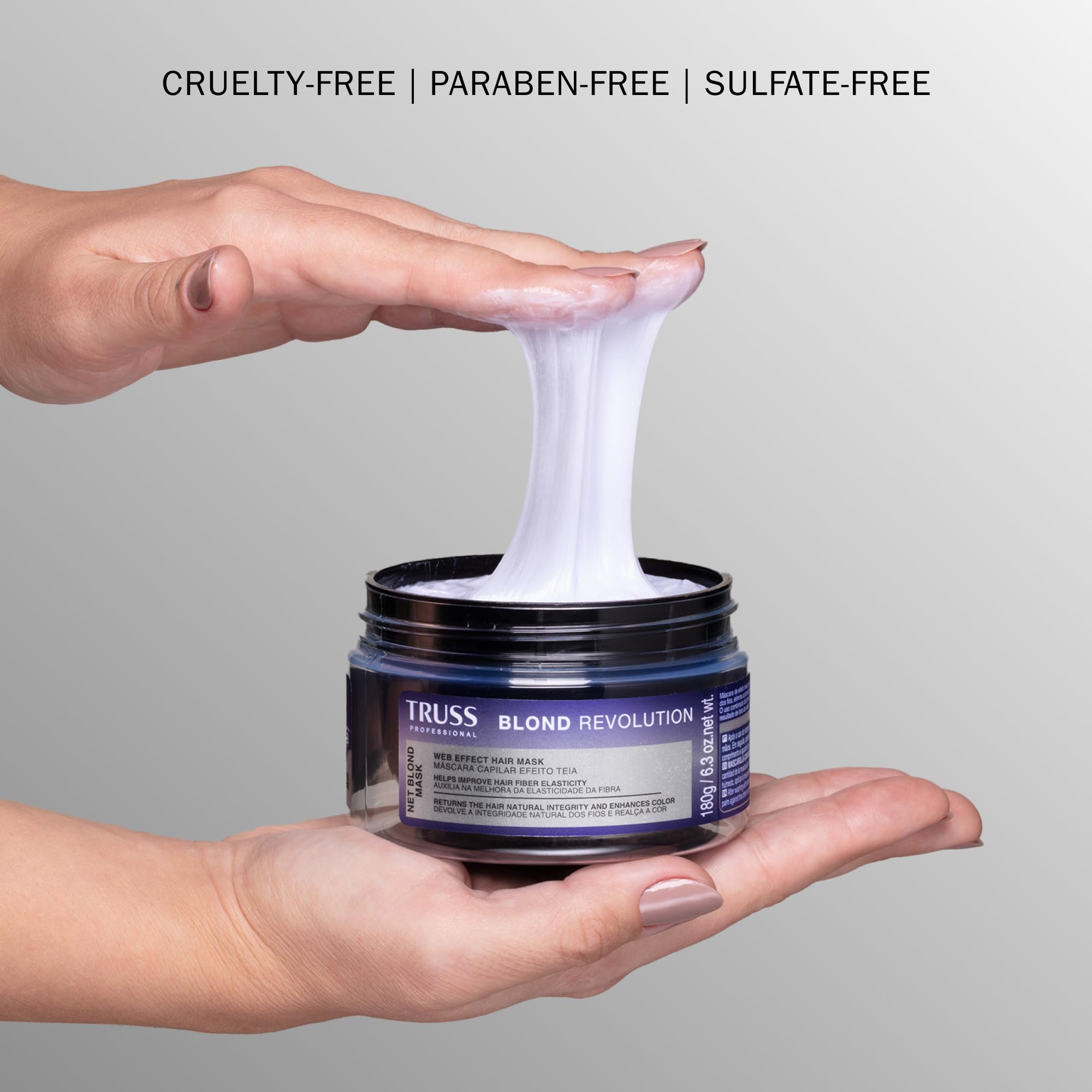 TRUSS Blond Revolution Net Blond Hair Mask ingredients closeup spotlights nourishing components