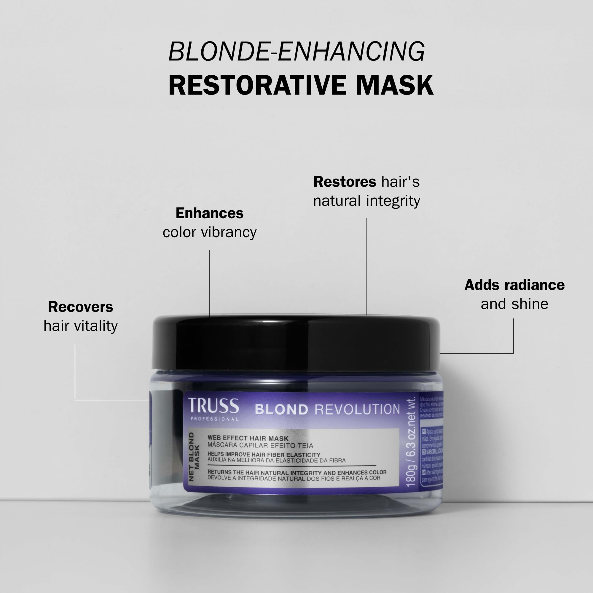 TRUSS Blond Revolution Net Blond Hair Mask packaging front highlights premium color-safe care
