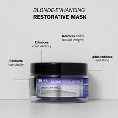TRUSS Blond Revolution Net Blond Hair Mask packaging front highlights premium color-safe care