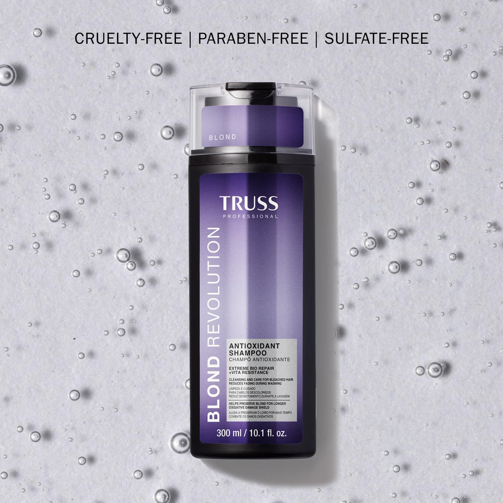 TRUSS Blond Revolution Shampoo shine close-up with radiant reflections.