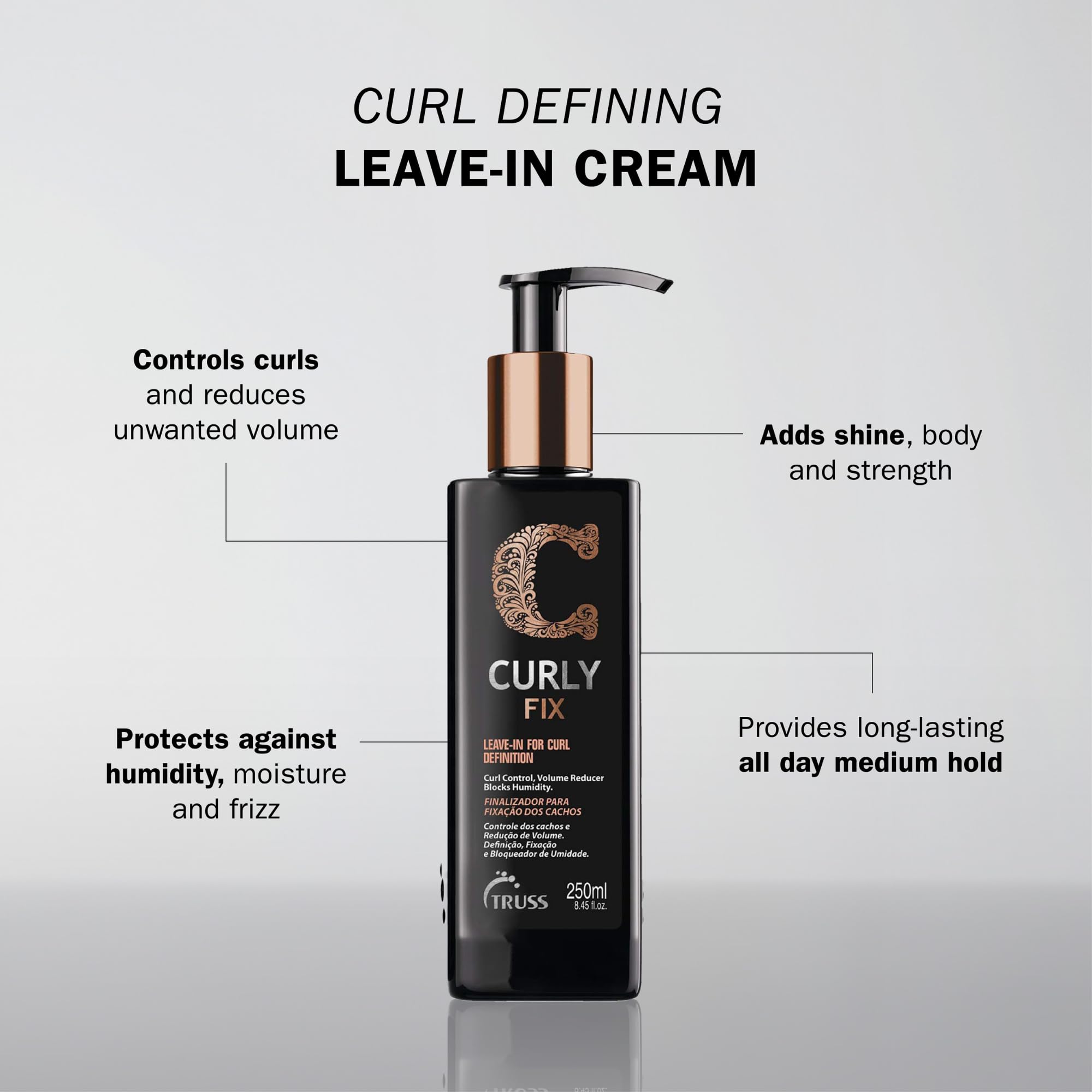 TRUSS Curly Fix applied to damp hair for defined, frizz-free results.
