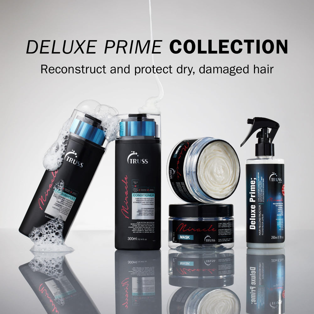 TRUSS Deluxe Prime smooths hair surface for easier manageability and shine.