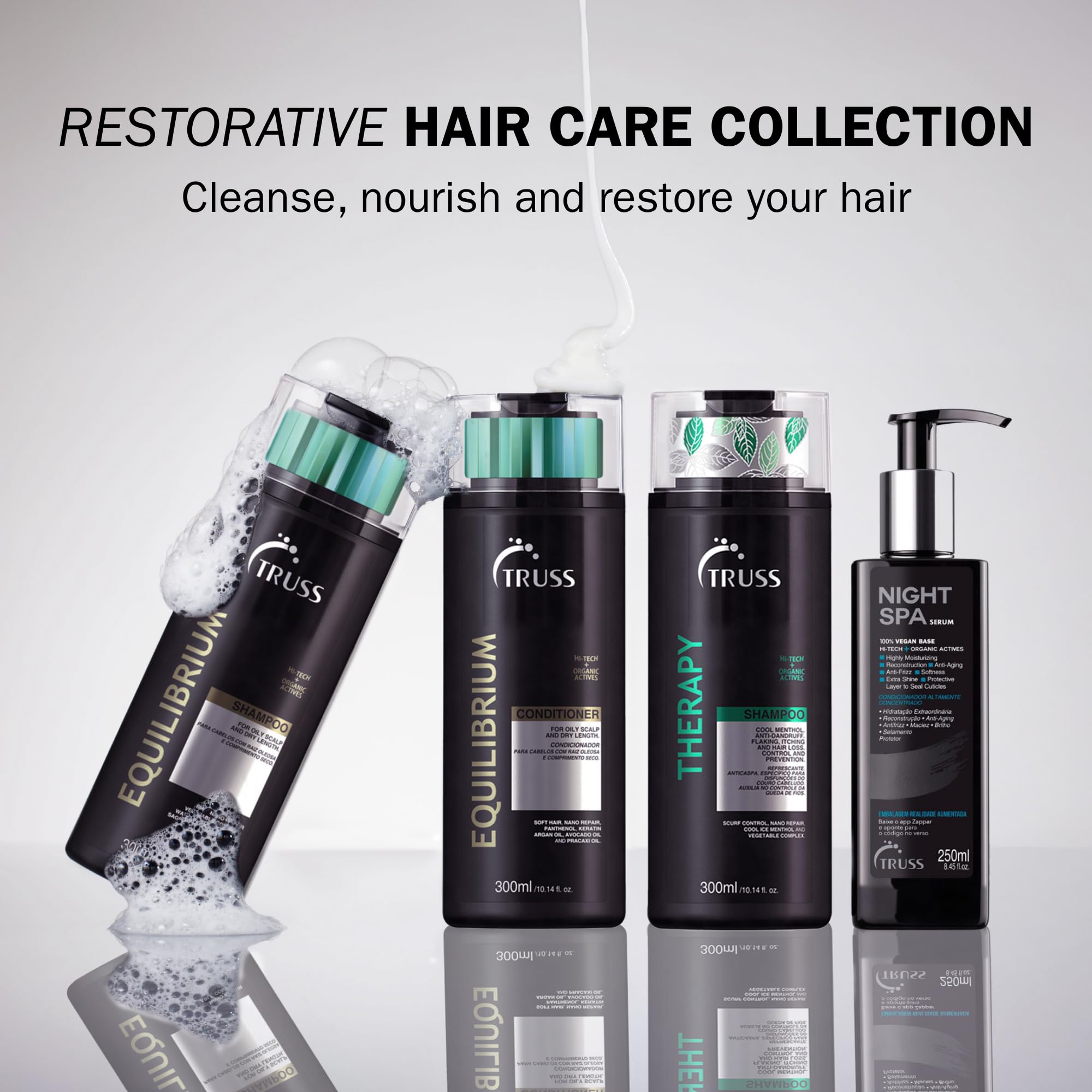 TRUSS Equilibrium after-shampoo application balances moisture