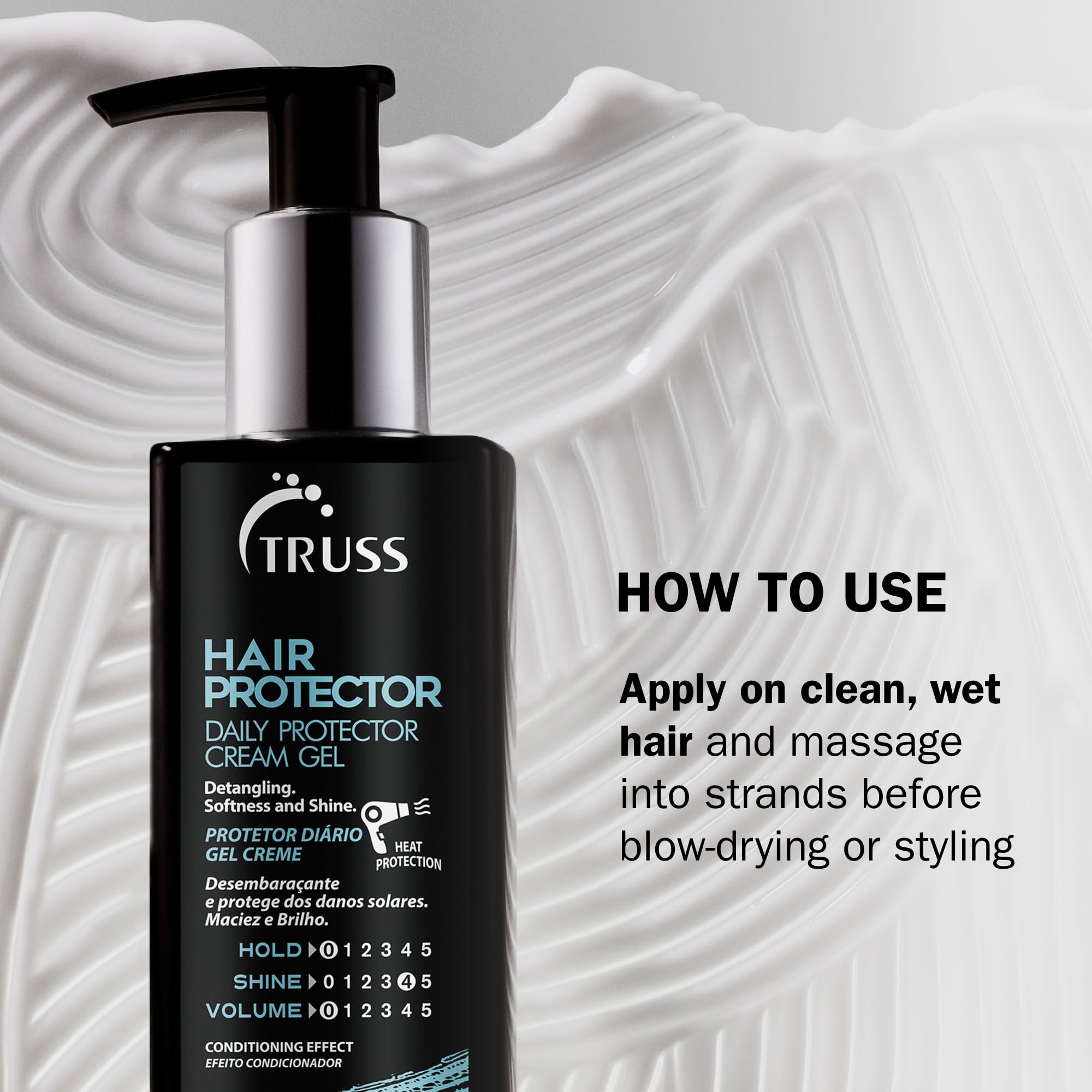 TRUSS Hair Protector applying on damp hair before styling
