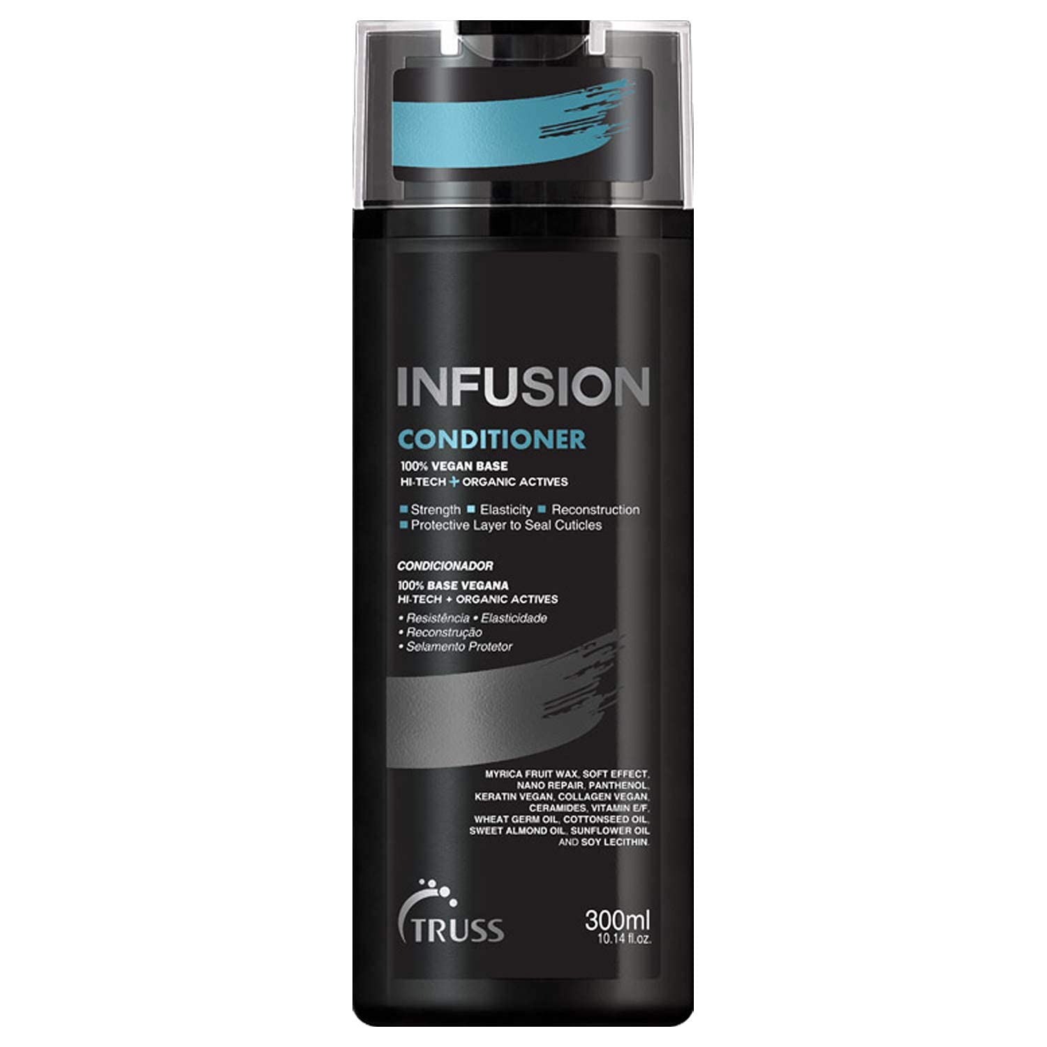 TRUSS Infusion bottle front showing a hydrating formula for dry, manageable hair.