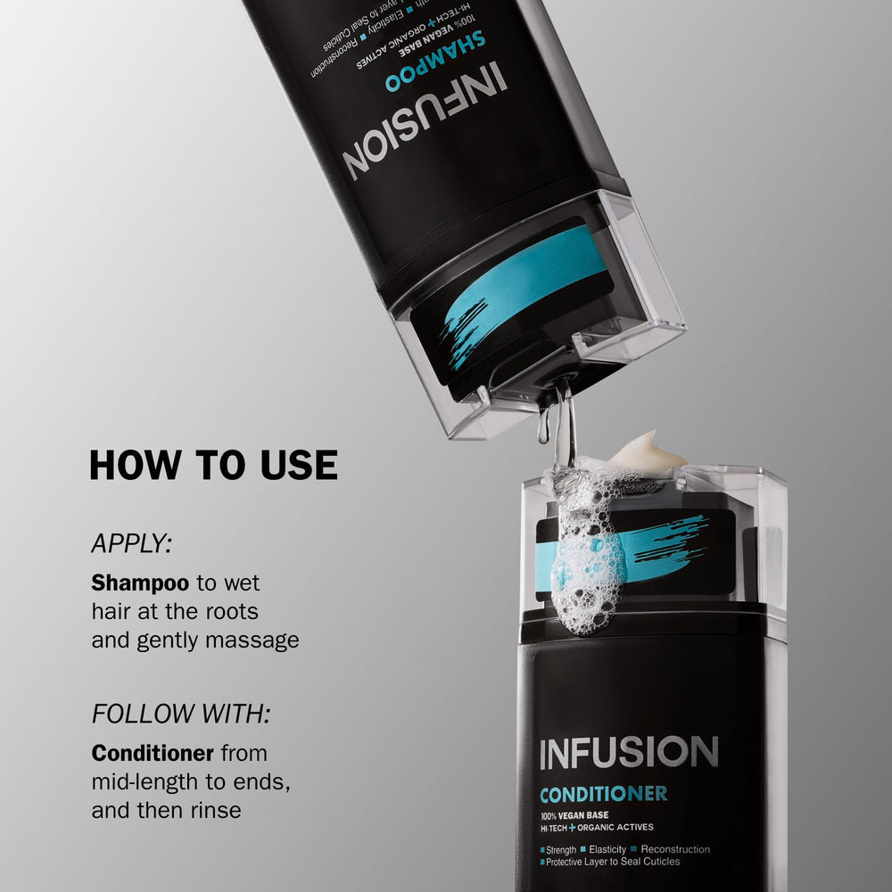 TRUSS Infusion hair texture close-up reveals silky, detangled strands.