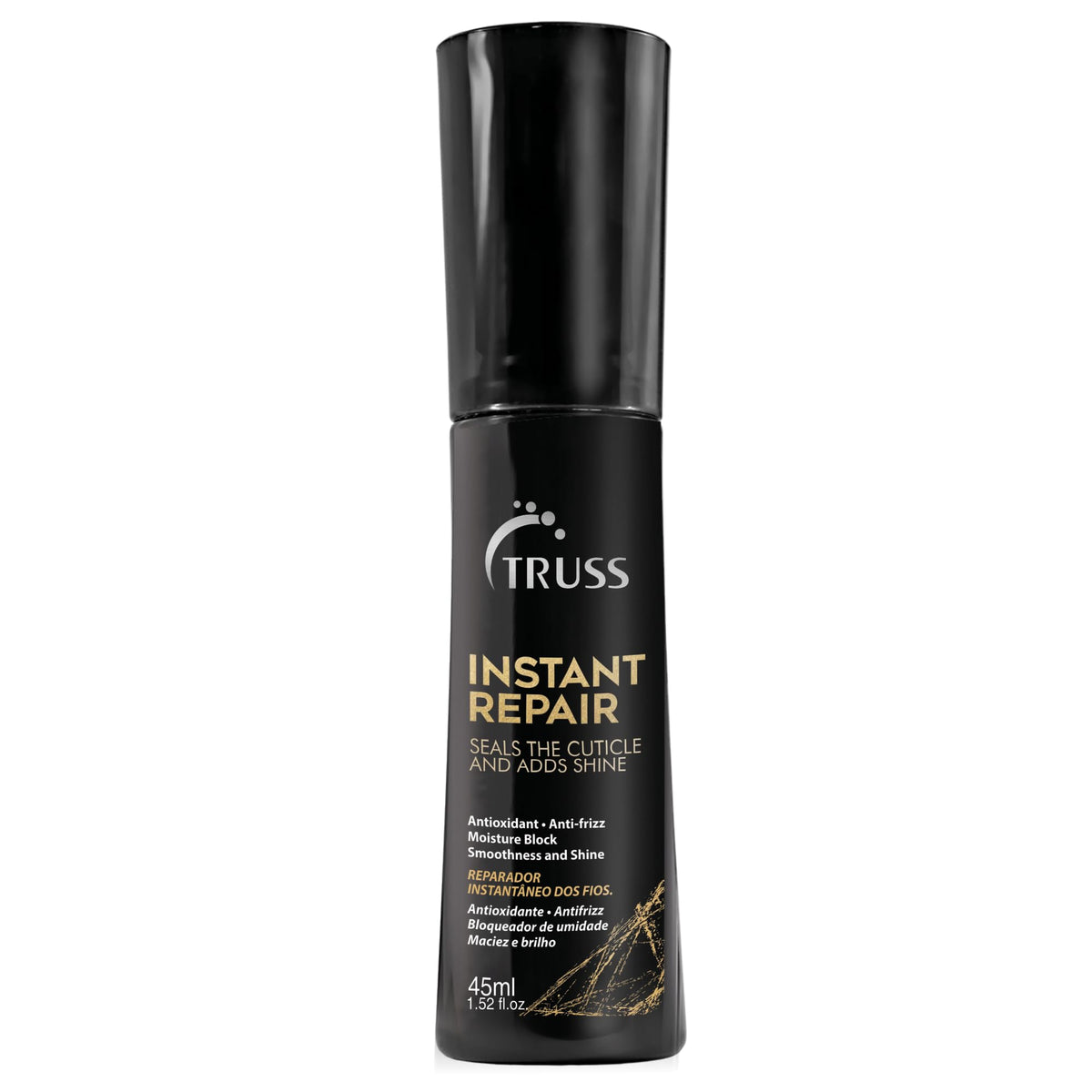 TRUSS Instant Repair Hair Serum bottle pour for easy application and humidity protection