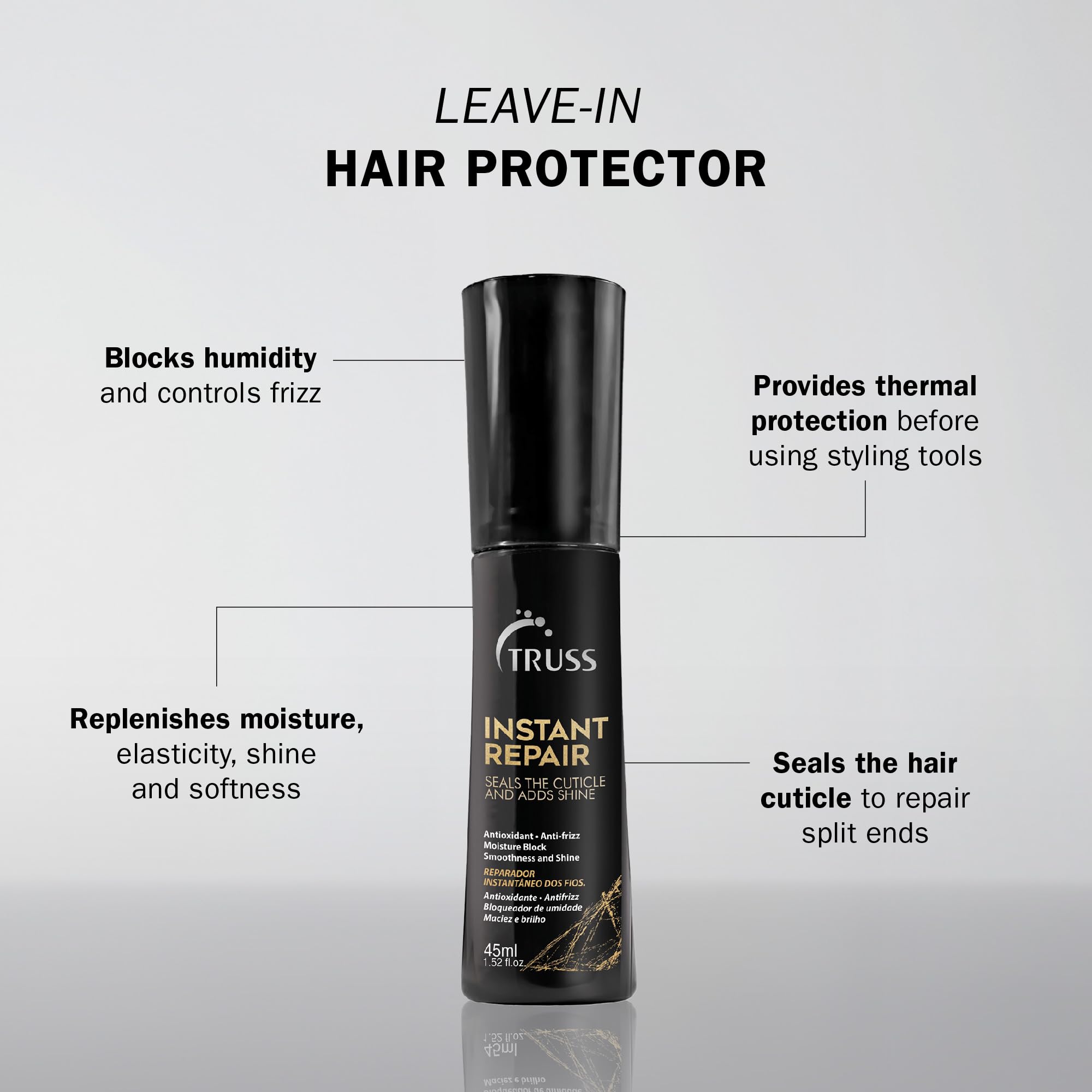 TRUSS Instant Repair Hair Serum dropper application enables precise dosing for quick styling