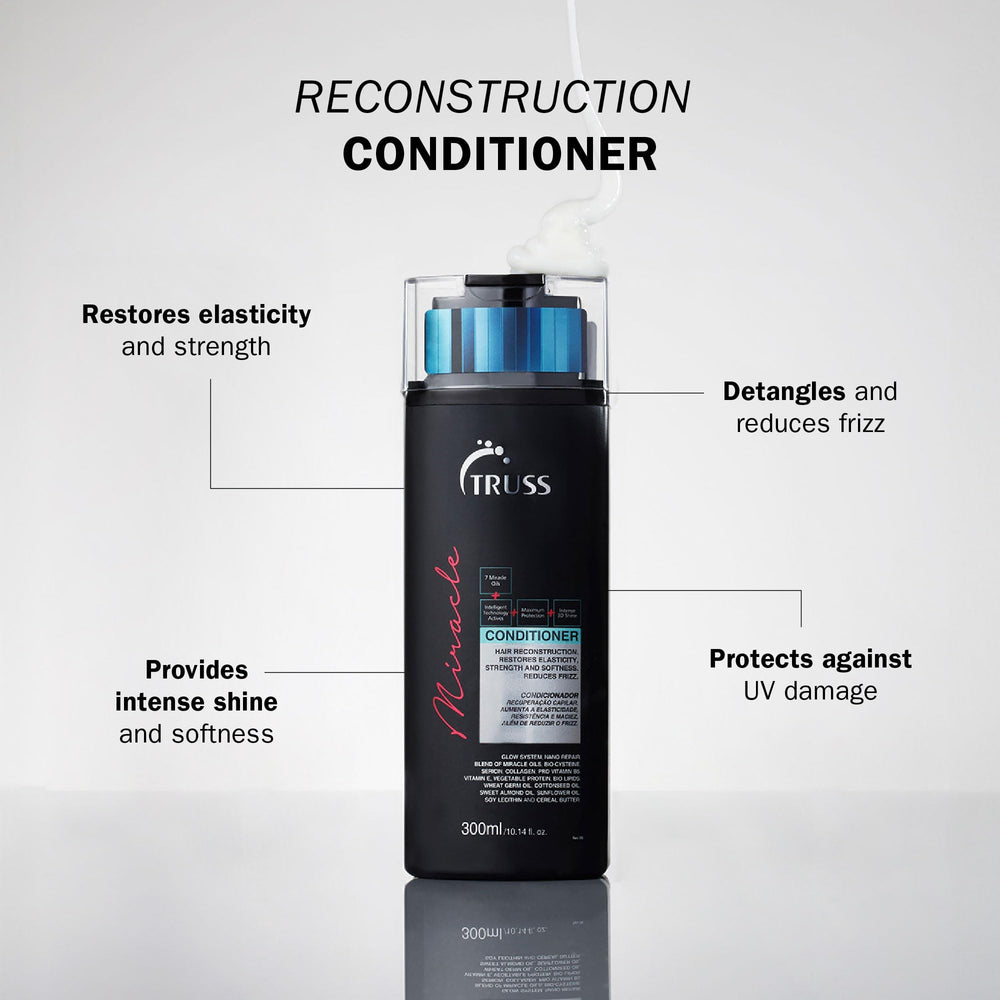 TRUSS Miracle Hair Conditioner close-up on label emphasizing color protection.