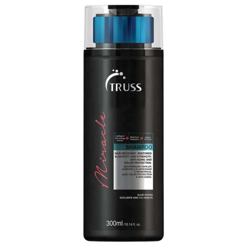 TRUSS Miracle Hair Shampoo bottle front highlights color protection and shine.