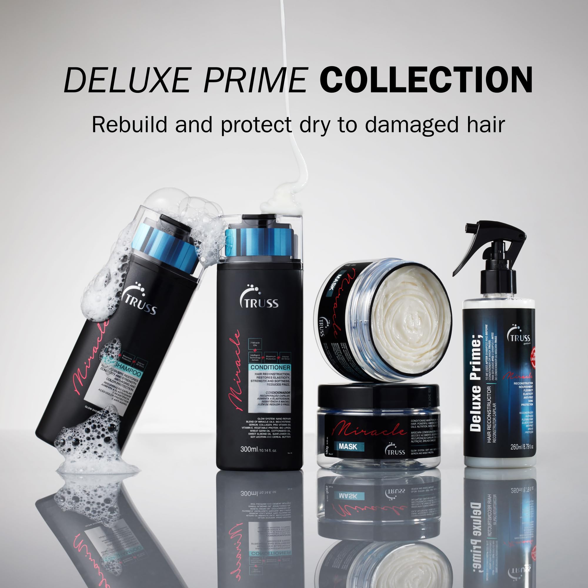 TRUSS Miracle Hair Shampoo color protection close-up shows vibrant care.